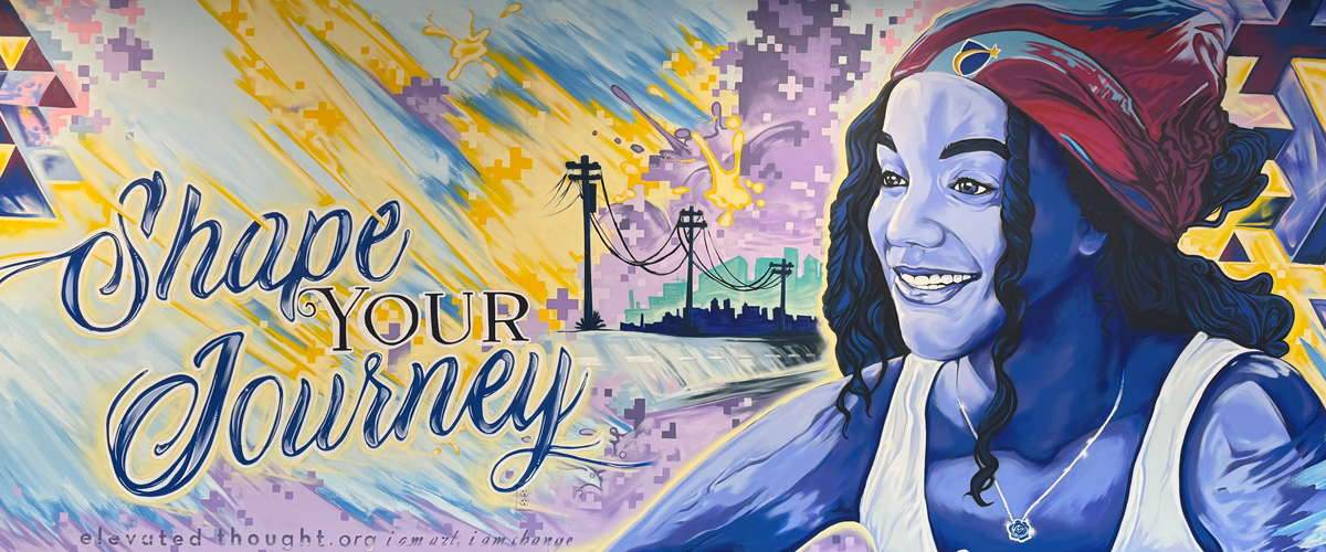 Shape Your Journey mural in the NECC Dimitry Building, painted by Elevated Thought.